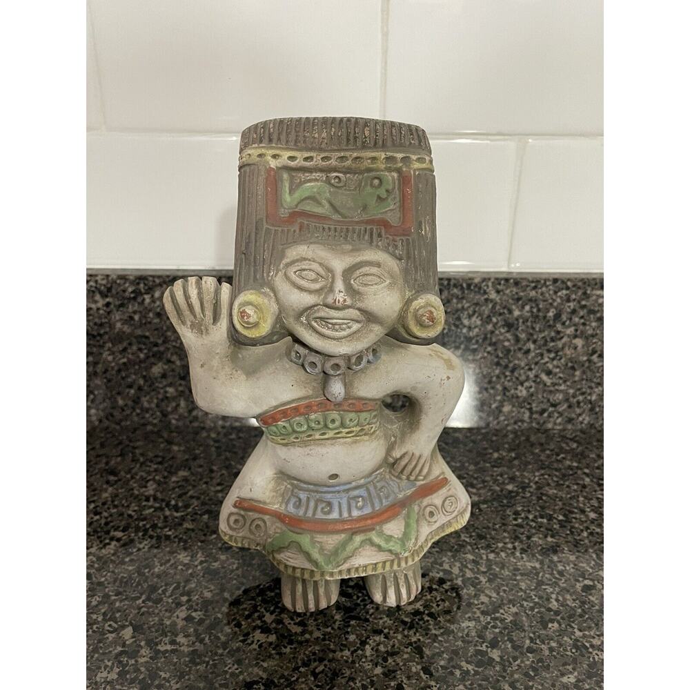 Pre Colombian Mayan Terracotta Woman Statue Pottery Vintage Aztec Mexican
